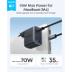 Зарядний пристрій Nano Charger 70W 3-Port Fast Charge (USB-C + USB-A, Black Stone), with USB-C Cable