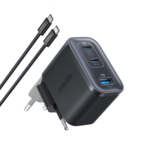 Зарядний пристрій Nano Charger 70W 3-Port Fast Charge (USB-C + USB-A, Black Stone), with USB-C Cable