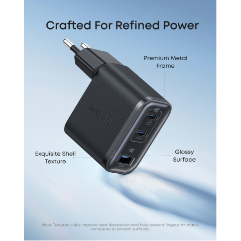 Зарядний пристрій Nano Charger 70W 3-Port Fast Charge (USB-C + USB-A, Black Stone), with USB-C Cable