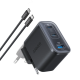 Зарядний пристрій Nano Charger 70W 3-Port Fast Charge (USB-C + USB-A, Black Stone), with USB-C Cable