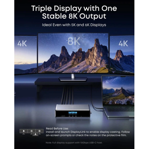 Зарядна станція ANKER Prime Docking Station 14-в-1 (8K, 3 дисплеї DisplayLink, 140W PD, Ethernet 2.5G, Black)