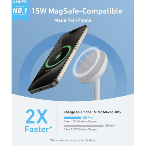 Магнітний зарядний пристрій Anker MagGo 15W Qi2 360° з підставкою